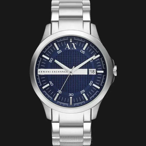 Armani Exchange Hampton AX2132 Men's Chronograph – Blue Dial with Silver Stainless Steel Bracelet