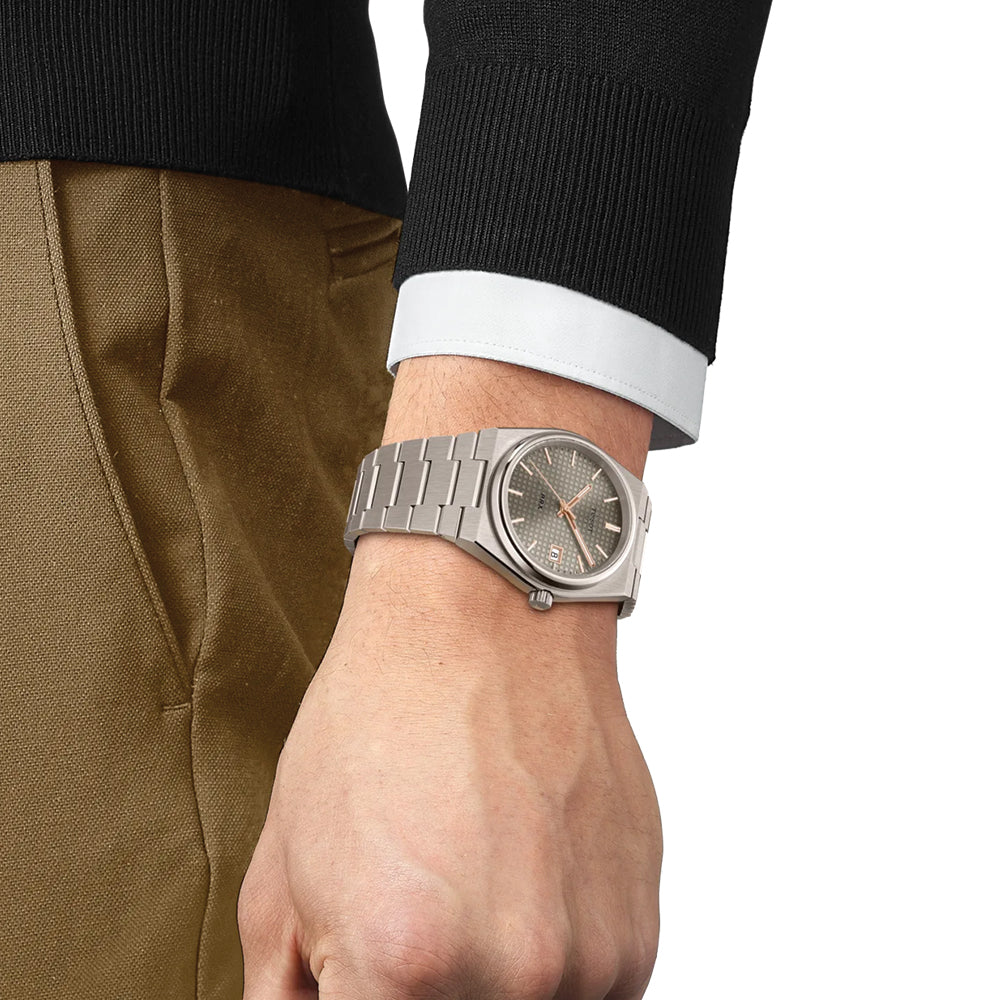 PRX Powermatic 80 Titanium 38mm - Anthracite w/ Rose Gold Colored Accents on Bracelet