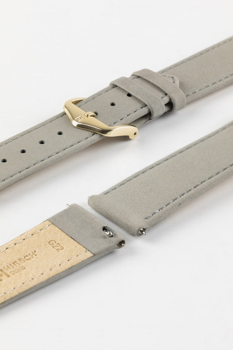 Hirsch OSIRIS Calf Leather with Nubuck Effect Watch Strap in GREY