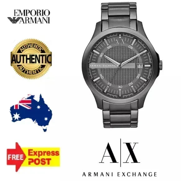 Armani Exchange Hampton AX2135 Men's Chronograph Watch – Grey Dial with Coordinated Grey Stainless Steel Strap