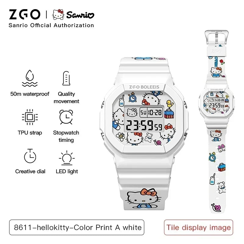 ZGO x Sanrio Hello Kitty Women's Watches Electronic Watch Sports Wristwatch Waterproof