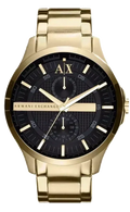 Armani Exchange Hampton AX2122 Men's Chronograph Watch – Black Dial with Gold Stainless Steel Strap