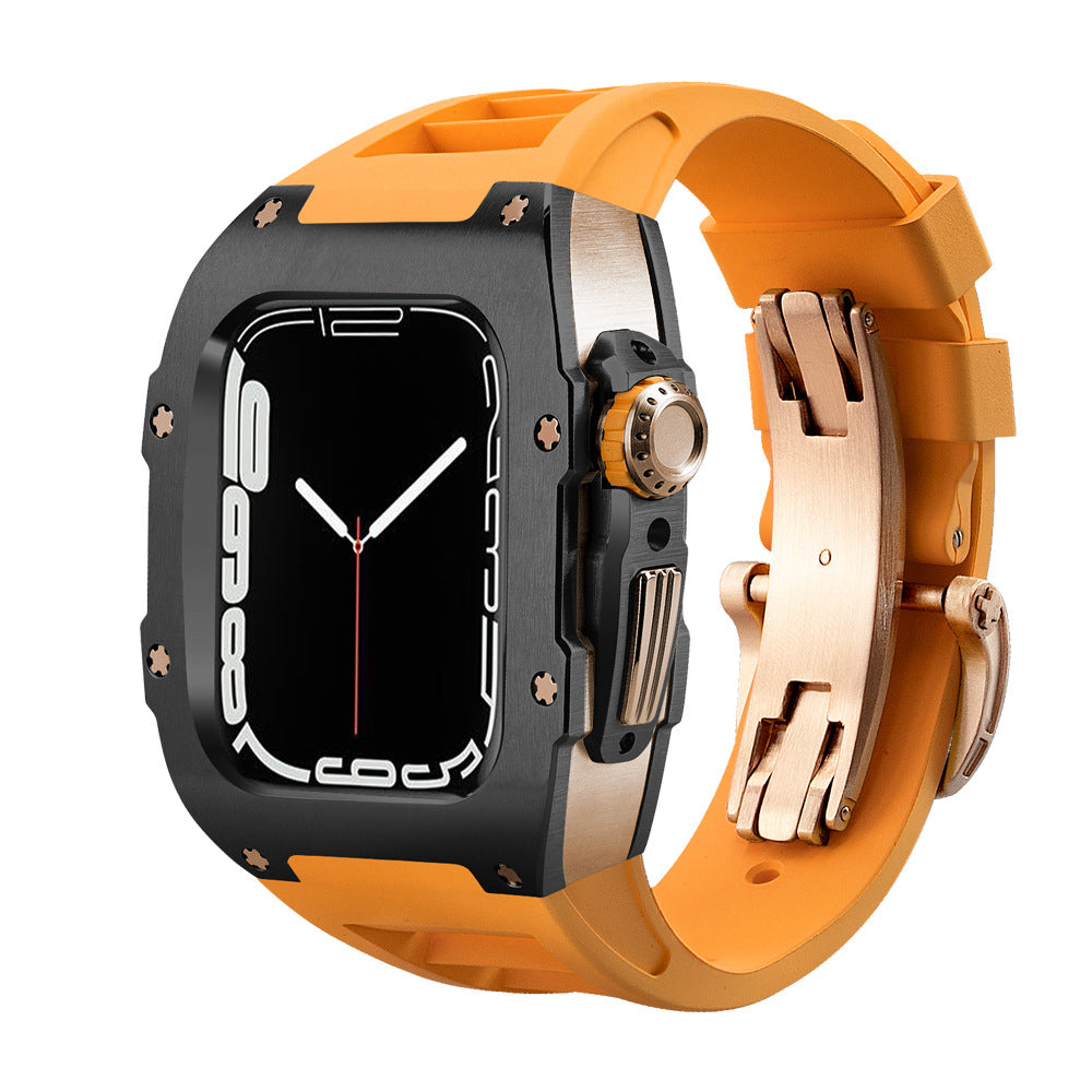 RM Series Fluororubber Band Stainless Steel Case Retrofit Kit For Apple Watch